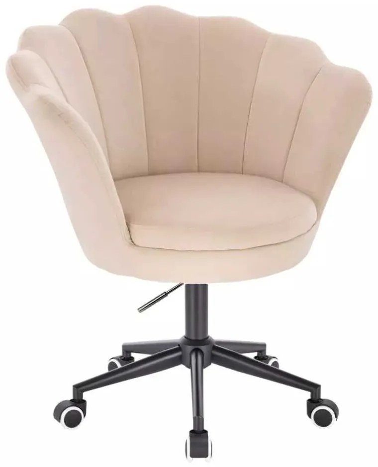LuxuryForm DESIGN Kreslo FREY VELUR na čiernej podstave s kolieskami - krémové