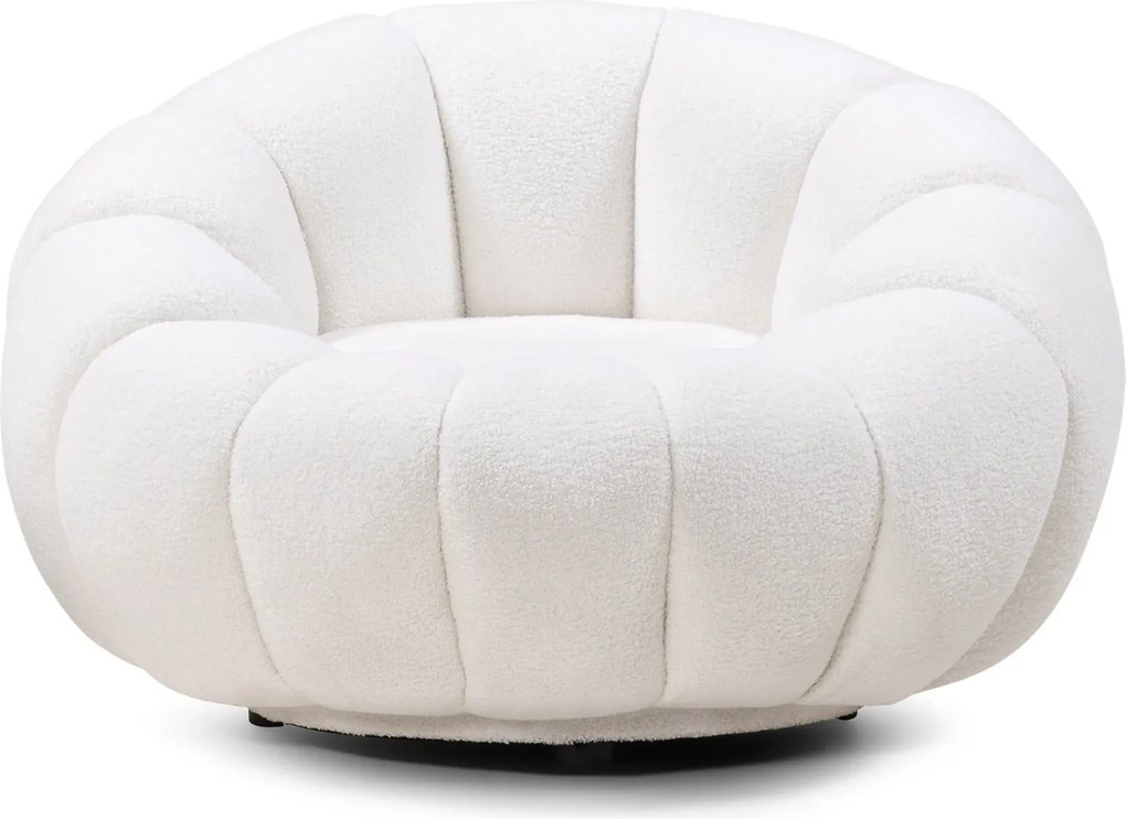 Dizajnové relaxačné kreslo VENEZIA 100 cm boucle biele