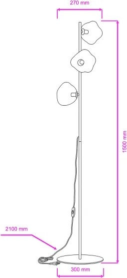 Brilagi - Stojacia lampa VULCANO 3xG9/8W/230V zlatá/dymová béžová