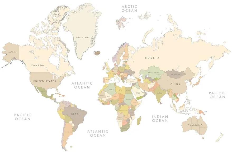 Obraz mapa sveta s vintage prvkami