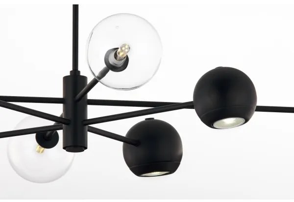 Jupiter 1996 - Luster na tyči MOKA 4xGU10/10W/230V + 4xG9/10W/230V čierna/číra