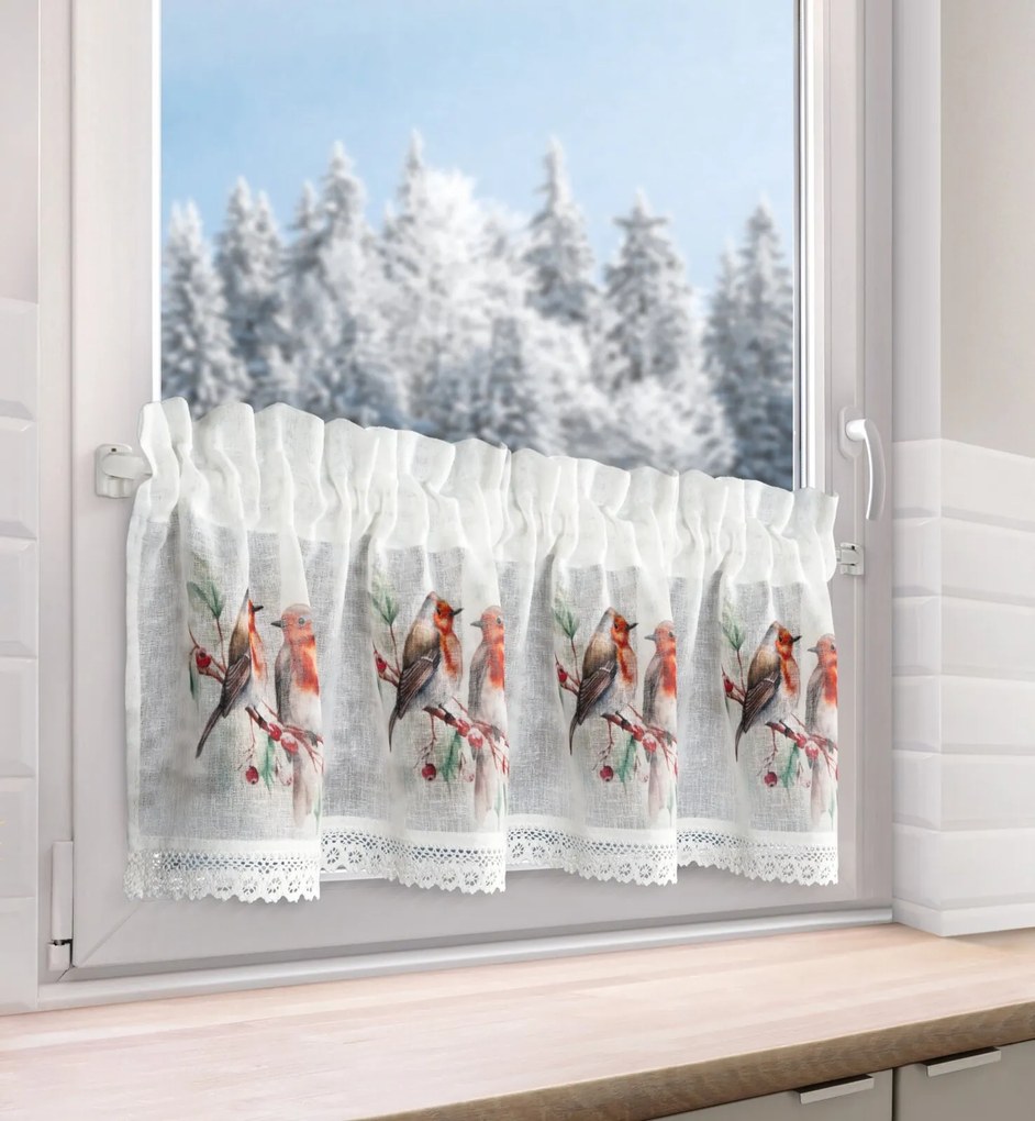 KRÁTKA VIANOČNÁ ZÁCLONA NA PÁSKE XMAS10 150X30 CM VZOROVANÁ