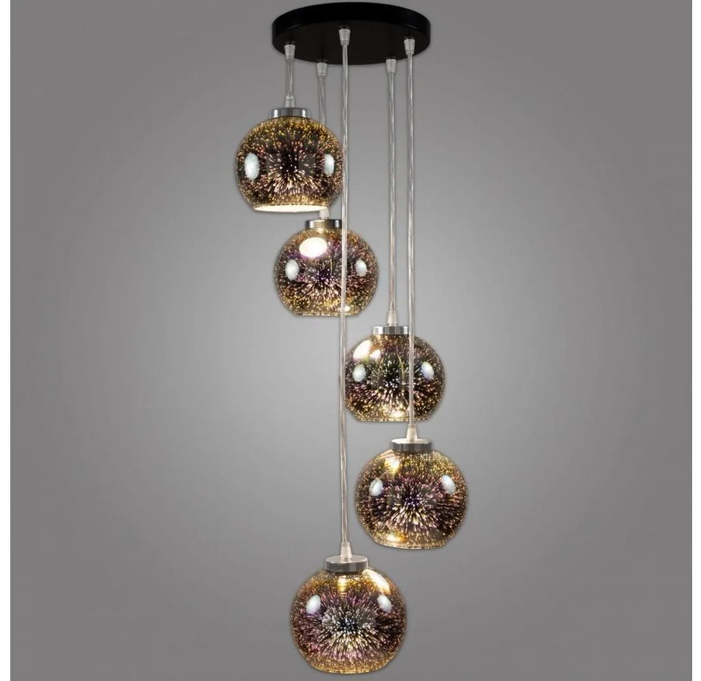 Kemar NP/5/W/D3 - Luster na lanku KULE 3D 5xE27/60W/230V