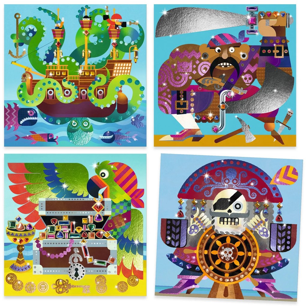 Kreatívna hra s metalickou fóliou a kamienkami - Piráti