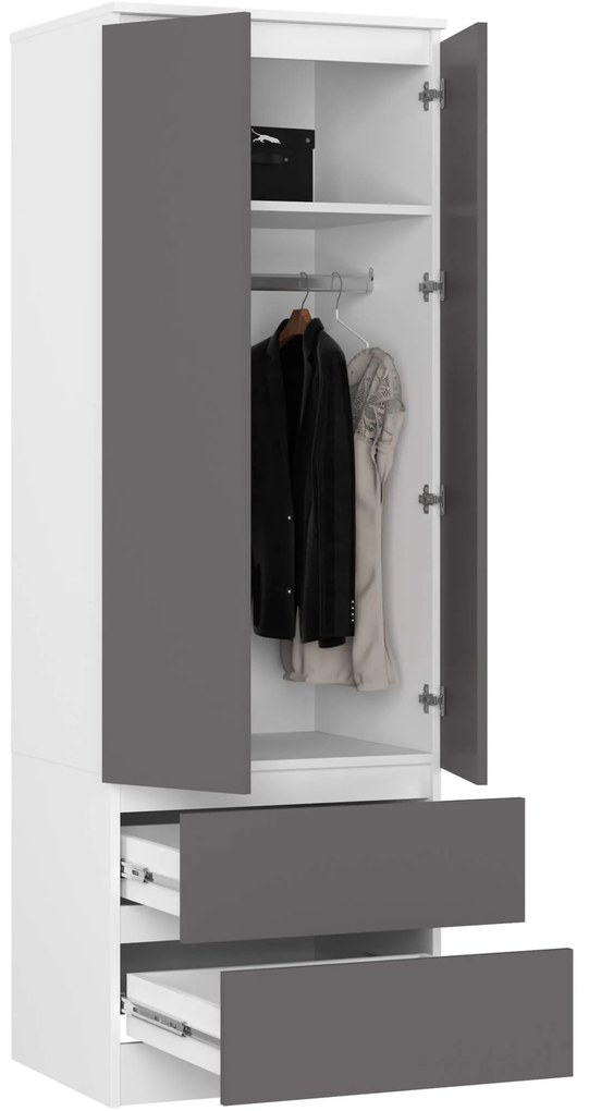 Šatníková skriňa STAR 60 cm bielo-grafitová
