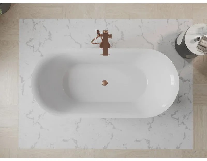 Mexen Roxy, voľne stojaca vaňa 170 x 80 cm, biela, medený prepad, 51201708000-65