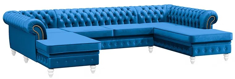 PROXIMA.store - Luxusná sedačka CHESTERFIELD LONG U FARBA NÔH: orech, DRUH LÁTKY: TORRE - 4, FARBA OZDOBNÝCH ŠPENDLÍKOV: chróm