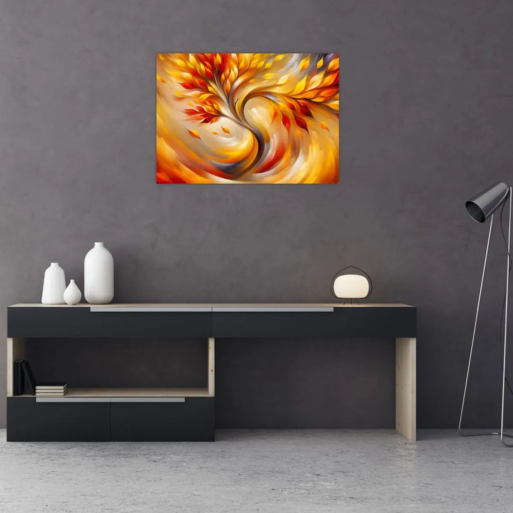 Sklenený obraz - Jesenný strom (70x50 cm)