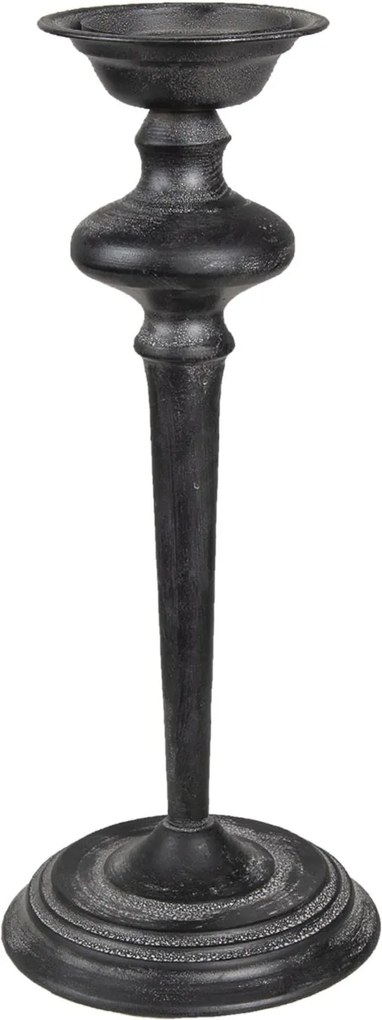 Kovový čierny svietnik s patinou Dianna - Ø 16*38 cm