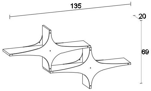 Nástenná polica SUSEN 69x135 cm biela/čierna