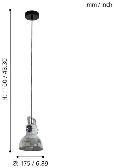 Eglo 49619 - Luster na lanku BARNSTAPLE 1xE27/40W/230V