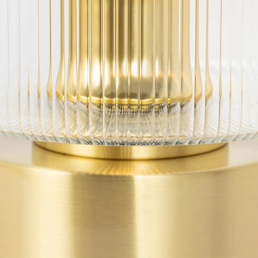 Art Deco stolová lampa zlatá so sklom - Laura
