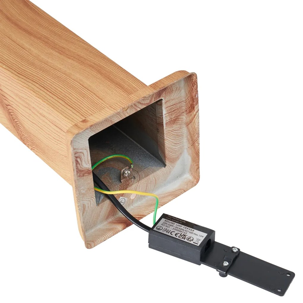 Moderná vonkajšia stojaca lampa oceľová s drevenou potlačou 80 cm IP44 - Malois