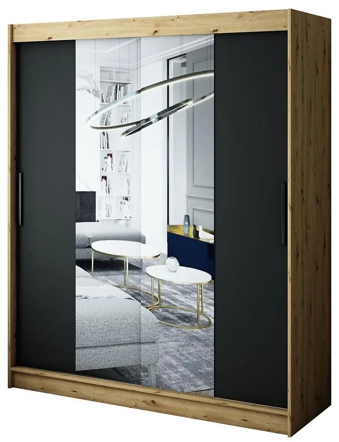 Skriňa Halifax T1 180 Dub Artisan/čierna/Zrkadlo