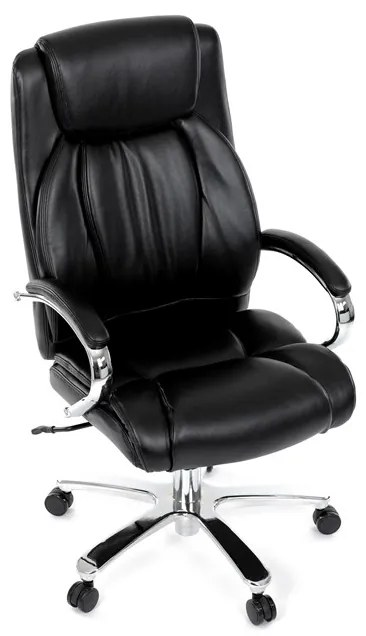 Kancelárske kreslo RYZAR — ekokoža, čierna, nosnosť 150 kg