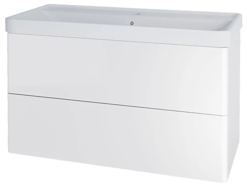 Mereo Siena, kúpeľňová skrinka s keramickým umývadlom 101 cm, biela lesk, MER-CN4121