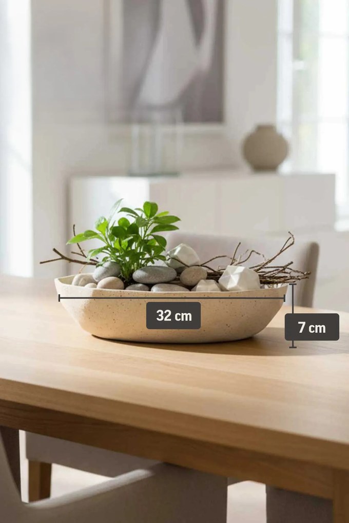 Okrasná miska CAVERO, sklolaminát, priemer 32 cm, béžová