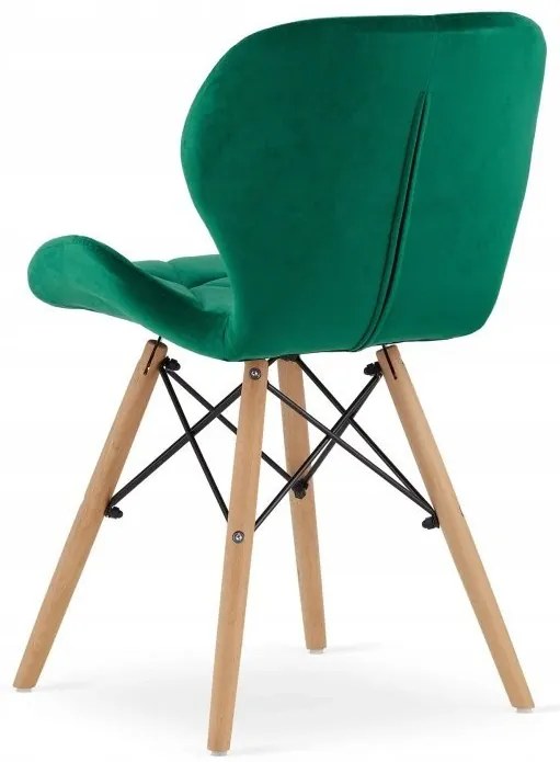 Jedálenská zostava TODI 80cm okrúhly stolový set biely + 4 stoličky LAGO zelené