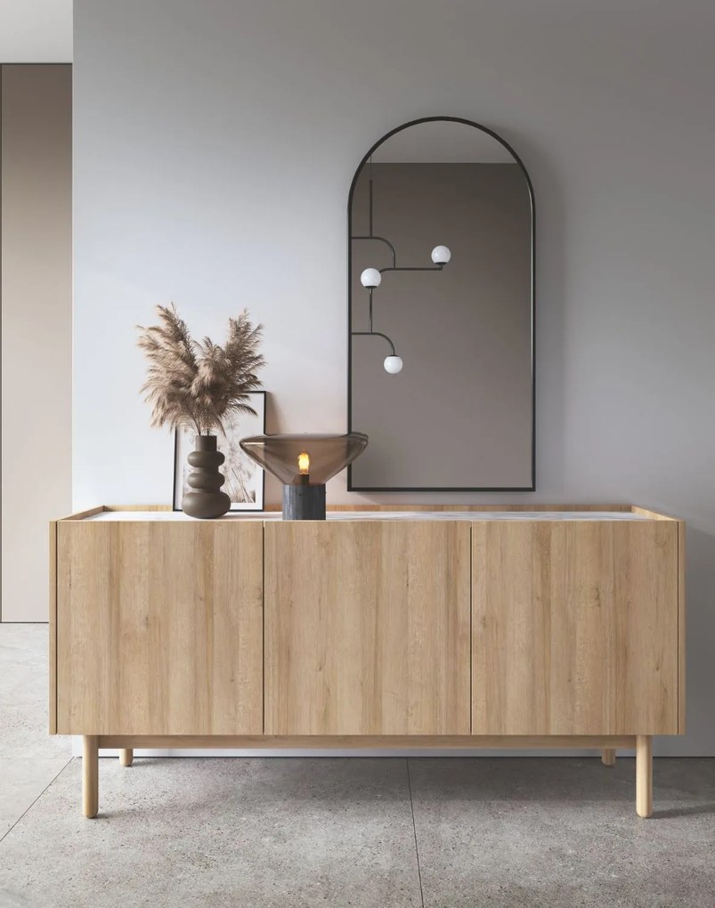 Boho nízka komoda, trojdverová (K144/68), dub riviera