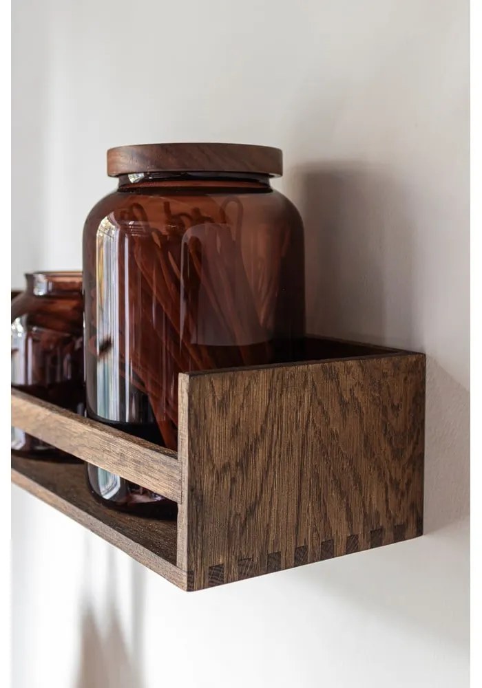 Hnedý nástenný vešiak z dubového dreva s poličkou 60 cm Showcase – Mette Ditmer Denmark