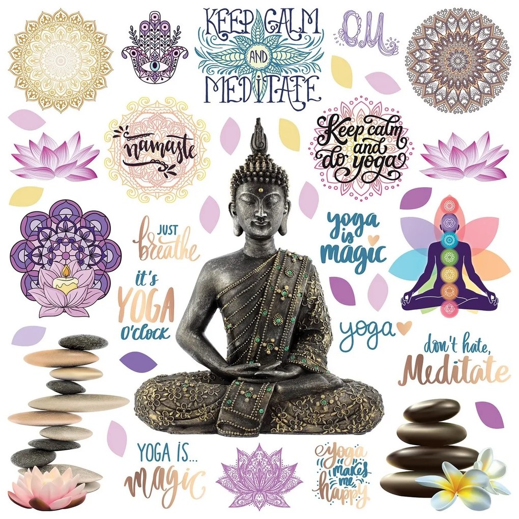 Samolepiaca dekorácia Buddha, 30 x 30 cm