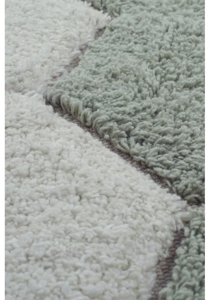 Svetlozelený prateľný ručne tkaný bavlnený okrúhly koberec ø 140 cm Honeycomb Blue Sage – Lorena Canals