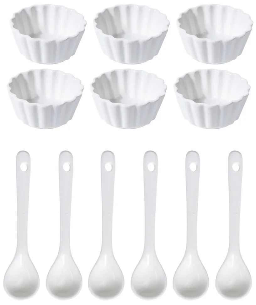 EH Súprava servírovacích misiek s lyžičkami Vlnovka okrúhla, 12 ks