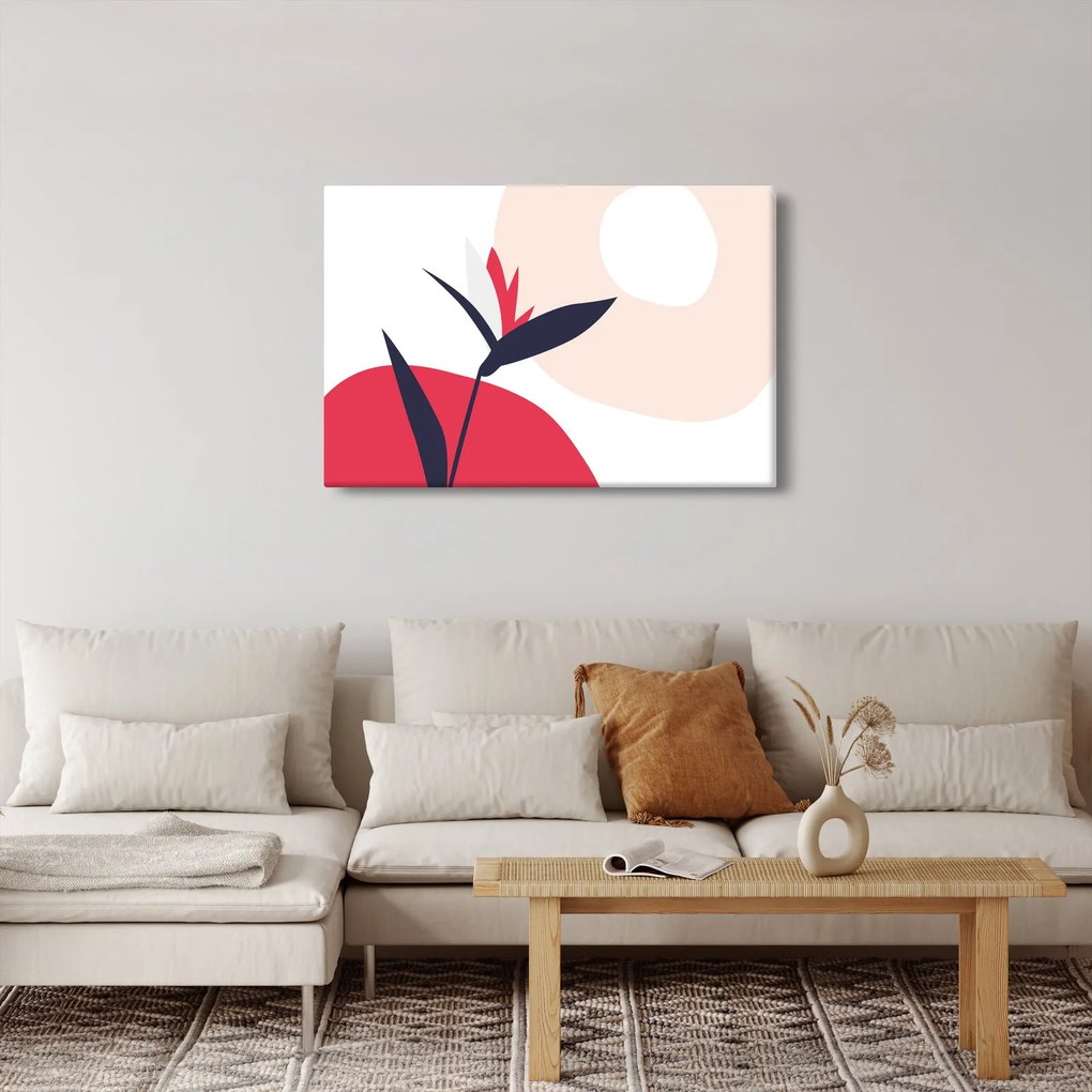 Obraz - Ružová florálna abstrakcia N⁰1 (90x60 cm)