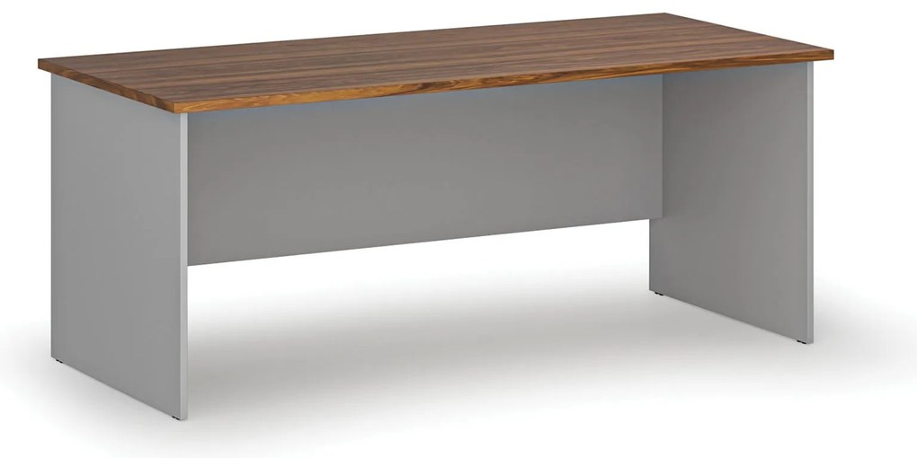 Kancelársky písací stôl PRIMO GRAY, 180x80 cm, sivá/orech