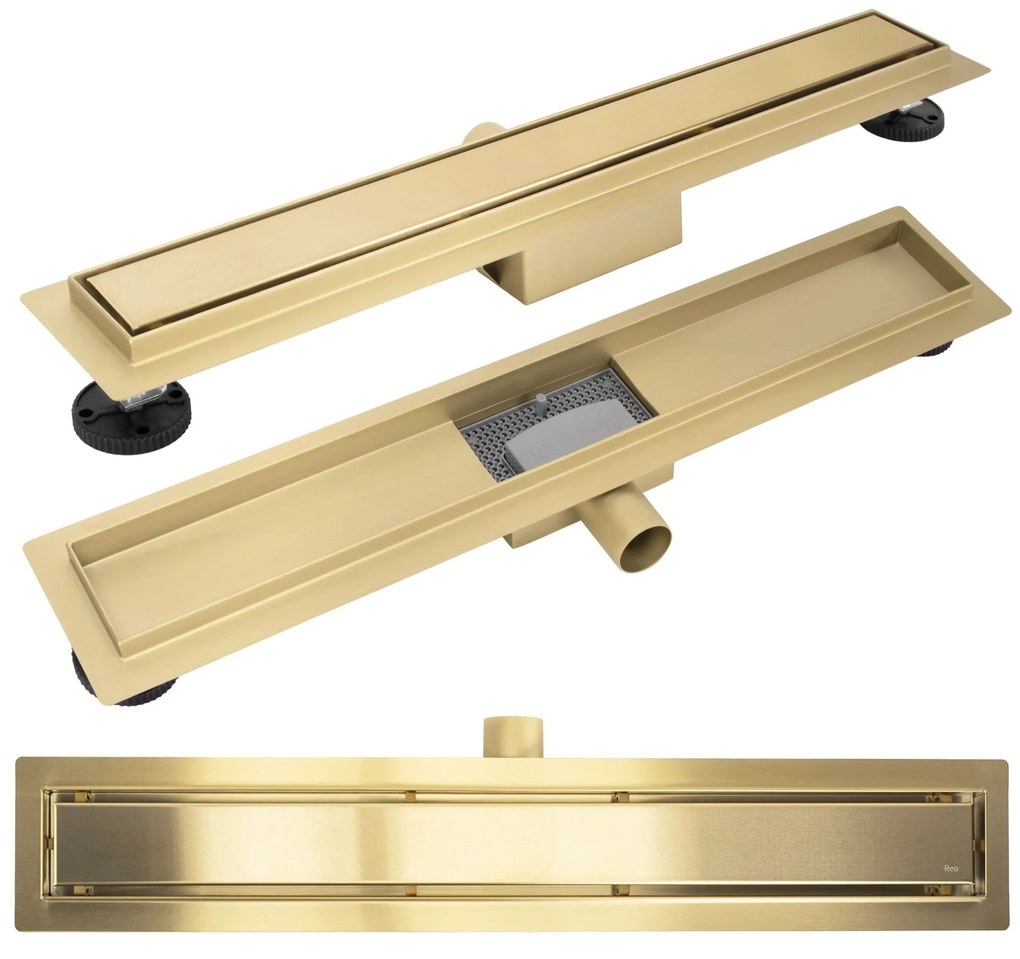 Rea Neox, nerezový odtokový žľab 60 cm, zlatá matná, REA-G4892