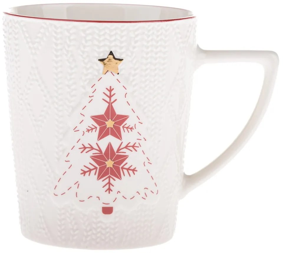 Biely porcelánový hrnček s vianočným motívom 380 ml Xmas Tree – Dakls