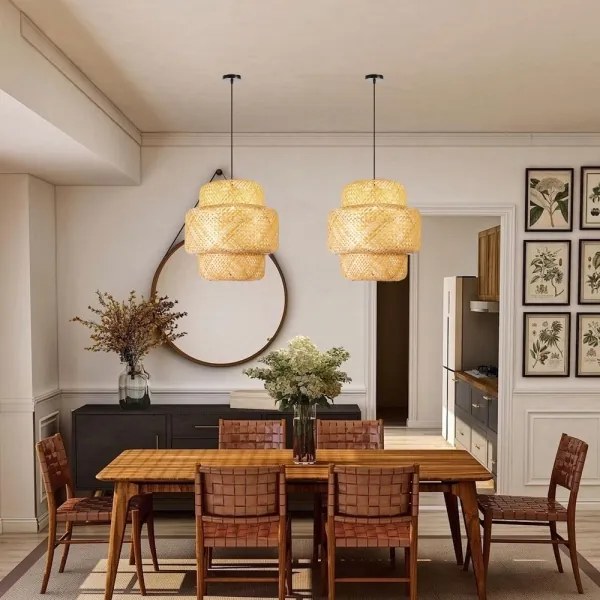 Immax 08268L - Luster na lanku HILO 1xE27/40W/230V pr. 47 cm bambus