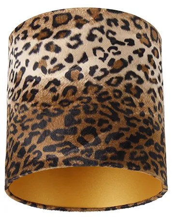 Zamatový tienidlo lampy leopardia potlač 25/25/25 zlatý interiér