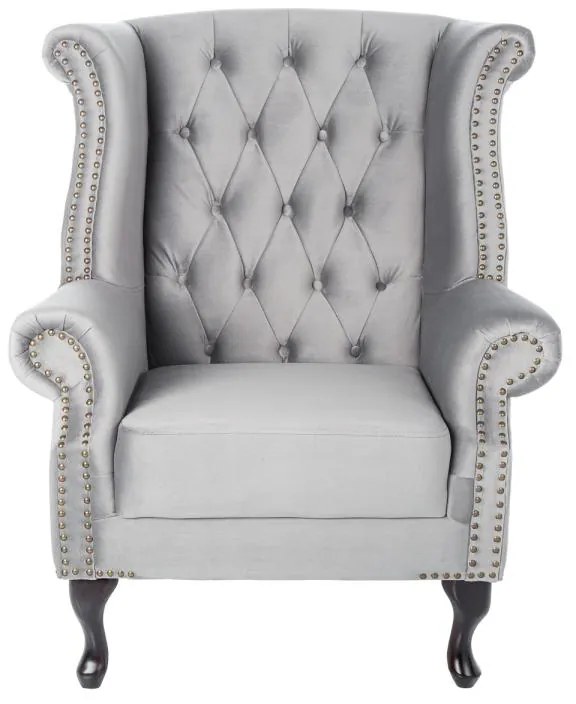 Dizajnové kreslo Chesterfield strieborný zamat
