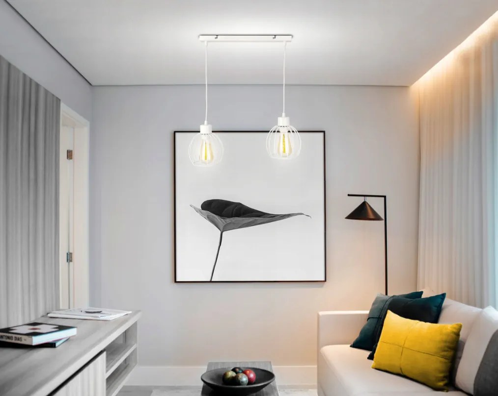 LED stropná závesná lampa s nastaviteľným guľovým materiálom biela