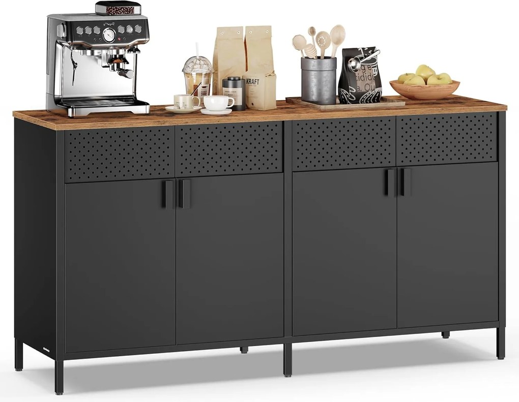 Komoda Vasagle Teduo 141 cm čierna/hnedá