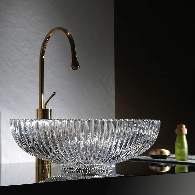 BPS-koupelny Sklenené umývadlo na dosku HYD-BRT3-TR-510 51x35 cm, transparent