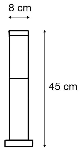 Vonkajšia lampa na stĺp oceľ 45 cm IP44 - Rox s uzemňovacím kolíkom a káblovou objímkou