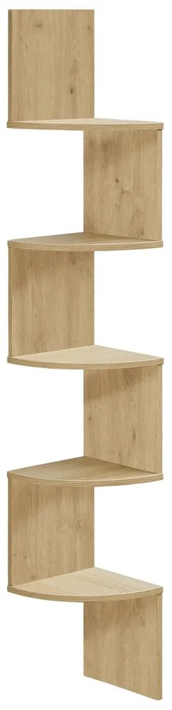 Nástenná rohová polica ESTANTE, 5 políc v dekore dub artisan, 126x20cm