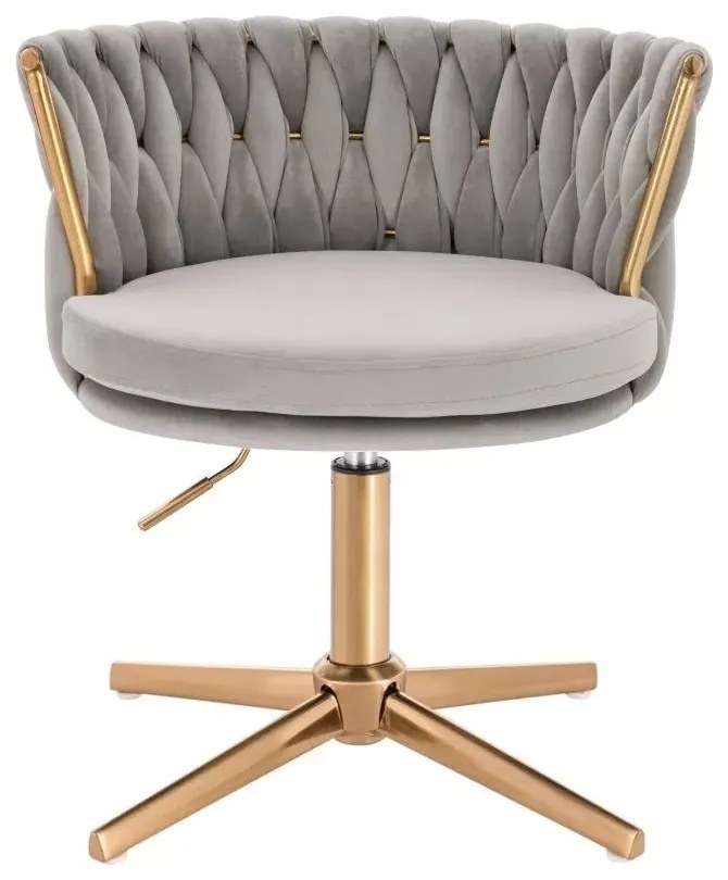 LuxuryForm DESIGN Stolička LYON VELUR na zlatom kríži - svetlo šedá