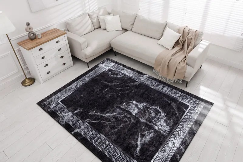 Dywany Łuszczów, Kusový koberec Miro 51278.810 Marble black/white, 120x170, čiernobiela, chodba / predsieň