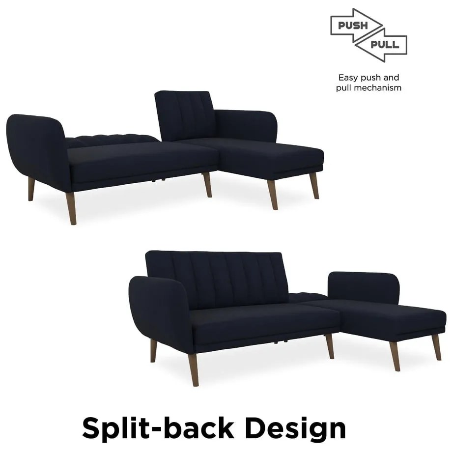 Tmavomodrá rozkladacia rohová pohovka Brittany - Novogratz