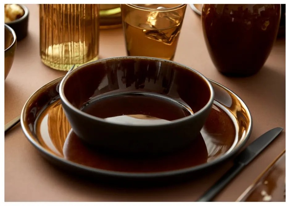 Čierny/jantárový kameninový tanier ø 27 cm Gastro Black/Amber – Bitz