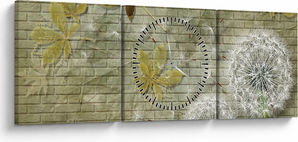 Obraz - Púpavy unášané vetrom (s hodinami) (90x30 cm)