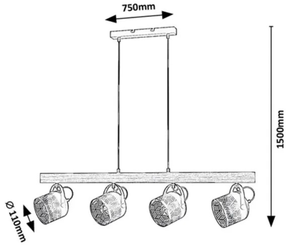 Rabalux 3300 - Luster na lanku ROTEM 4xE14/40W/230V