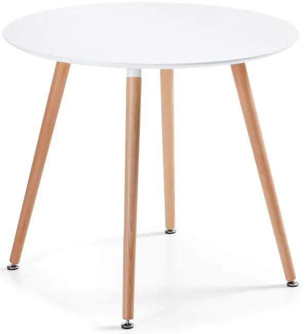 Okrúhly stôl Wad Ø 100 cm - farba biela a lakované nohy z masívneho bukového dreva