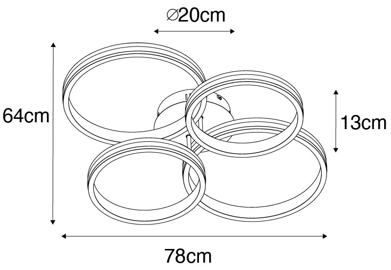 Stropné svietidlo čierne vrátane LED 3-stupňový stmievač 4-svetlo - Navara