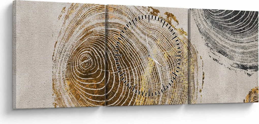 Obraz - Abstrakcia kmeňov (s hodinami) (90x30 cm)