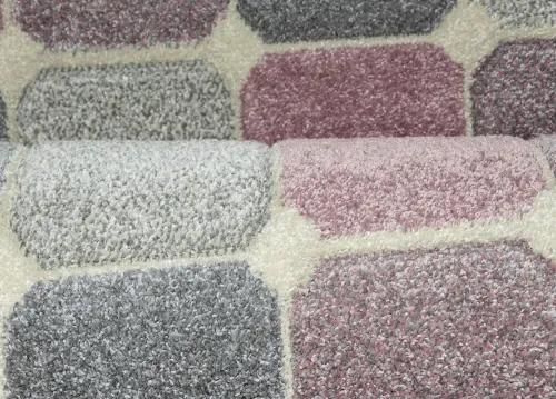 Koberce Breno Kusový koberec PORTLAND 172/RT4P, ružová, viacfarebná,67 x 120 cm