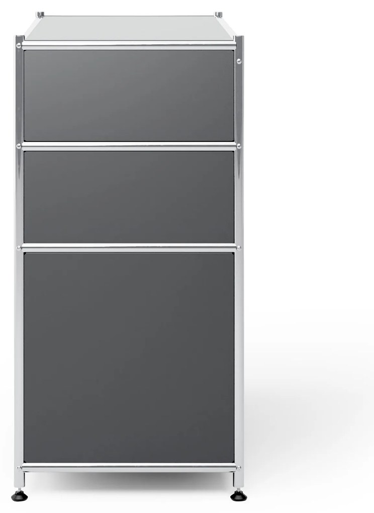 Kovová komoda »CN3« s 3 zásuvkami, sivá